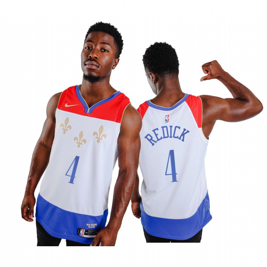 Men New Orleans Pelicans #4 j.j. redick white city edition fleur de lis 2020 nba jersey->los angeles lakers->NBA Jersey